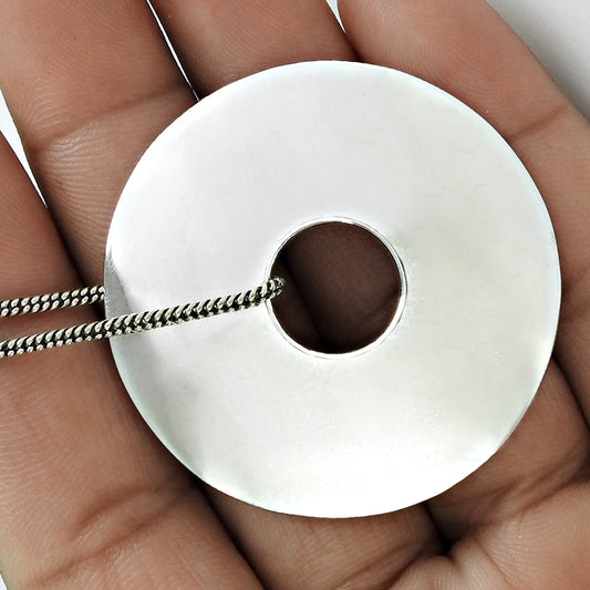 925 Solid Sterling Silver Round Pendant