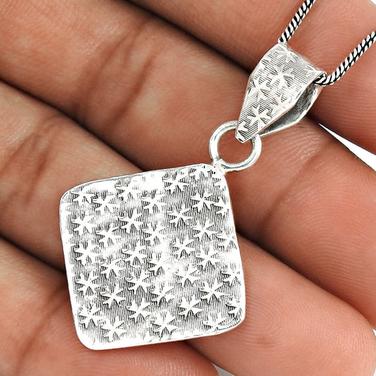 Solid 925 Sterling Silver Square Pendant