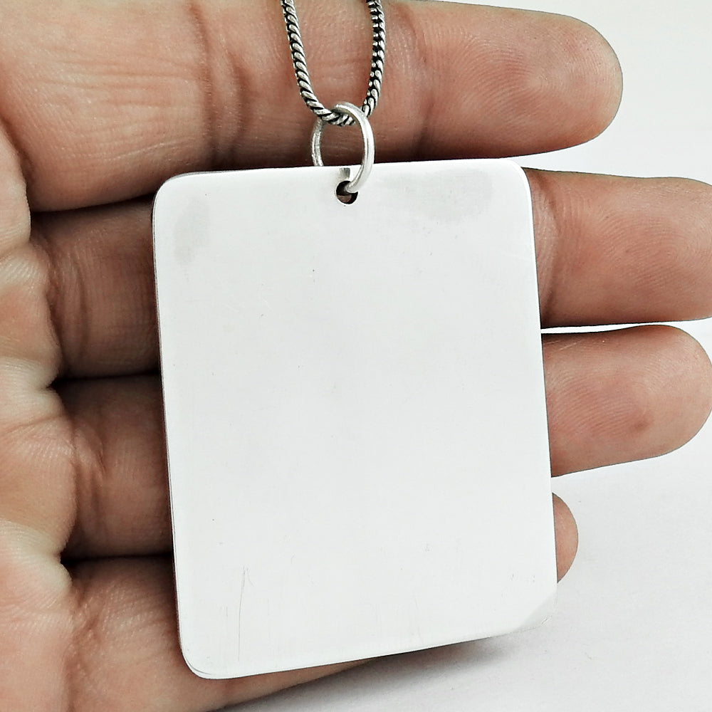 925 Sterling Silver Handcrafted Tag Pendant