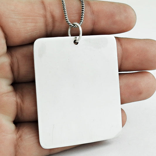 925 Sterling Silver Handcrafted Tag Pendant