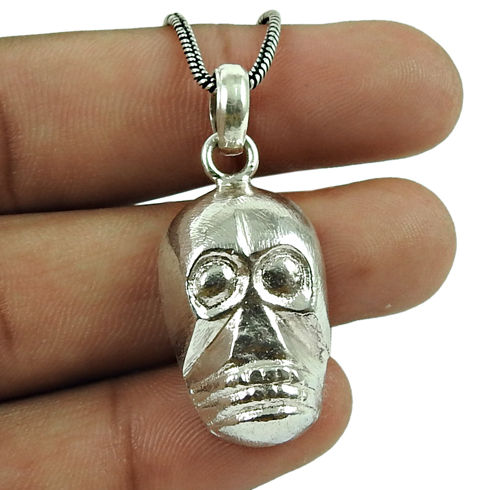 Skull Pendant 925 Solid Sterling Silver Handmade Jewelry