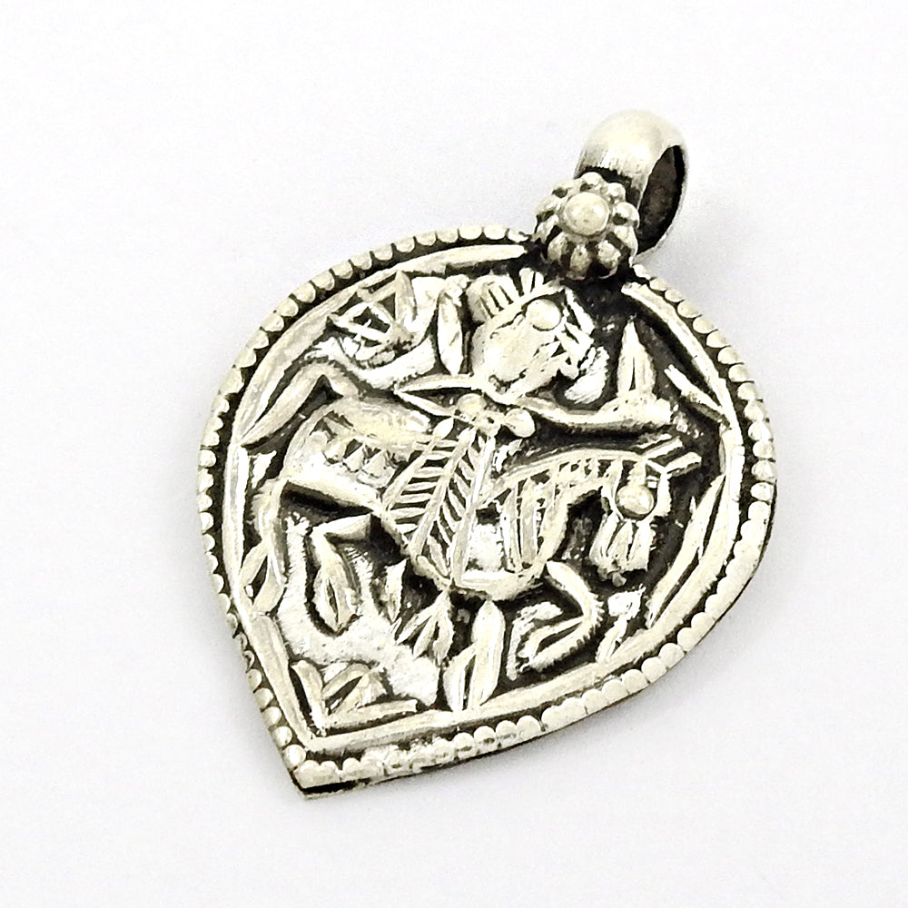Solid Sterling Silver Indian Religious Pendant