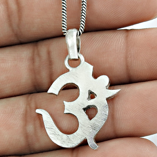 Solid 925 Sterling Silver Om Pendant Indian Jewellery