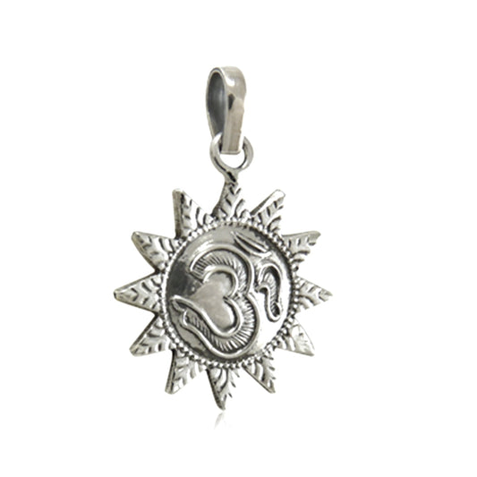 925 Sterling Silver Sun Om Pendant Indian Jewelry