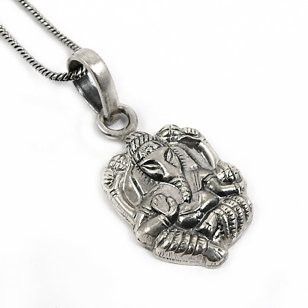 Lord Ganesha Pendant 925 Silver Indian Religious Handmade Jewelry