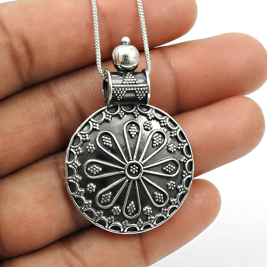 Oxidized Sterling Silver Handmade Statement Pendant