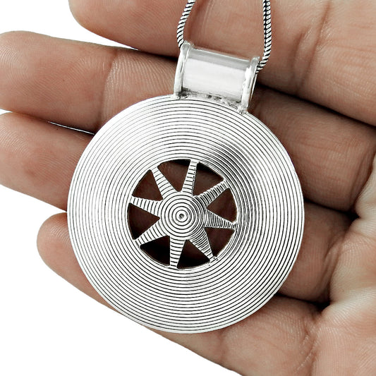 Oxidized Sterling Silver Handmade Chakra Pendant