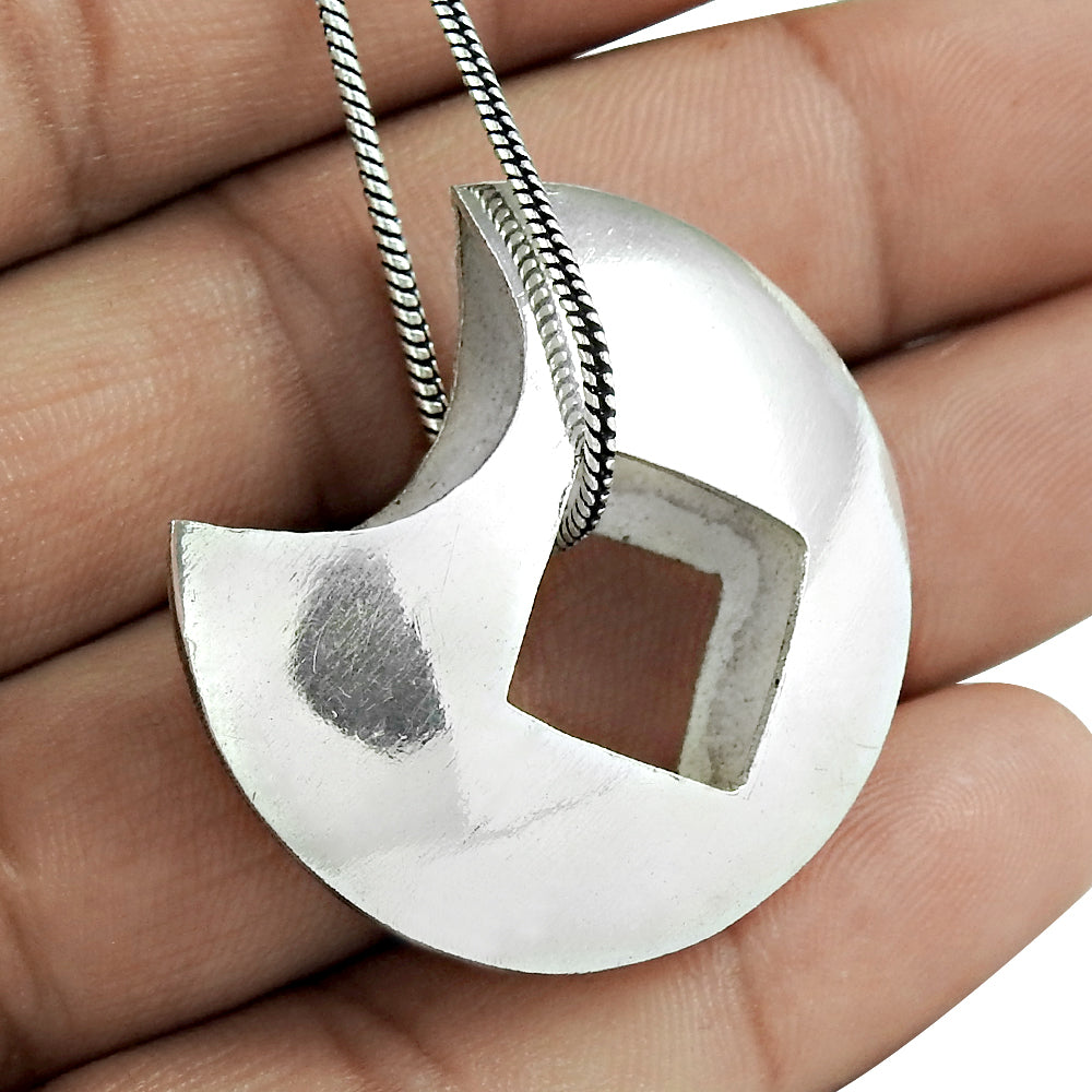 Moon Pendant 925 Sterling Silver Handmade Jewelry