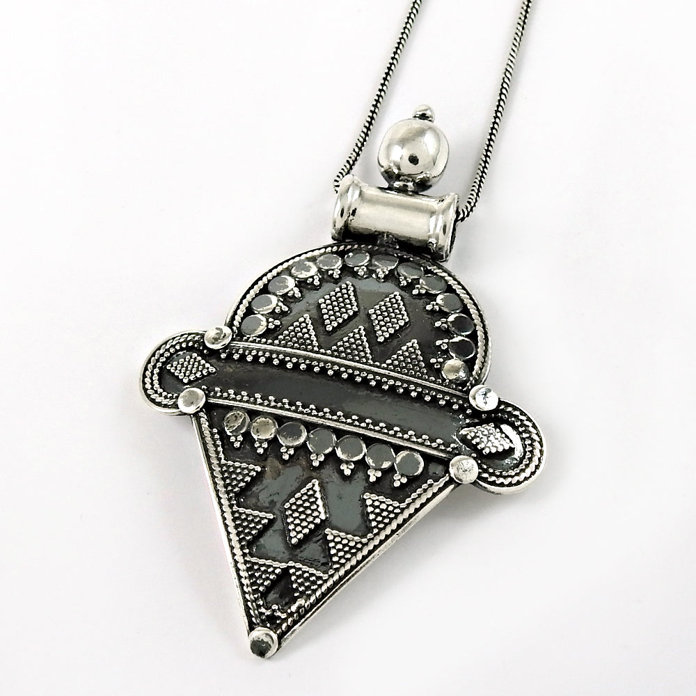Solid 925 Sterling Silver Oxidized Tribal Pendant