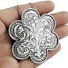 Vintage 925 Silver Engraved Flower Pendant