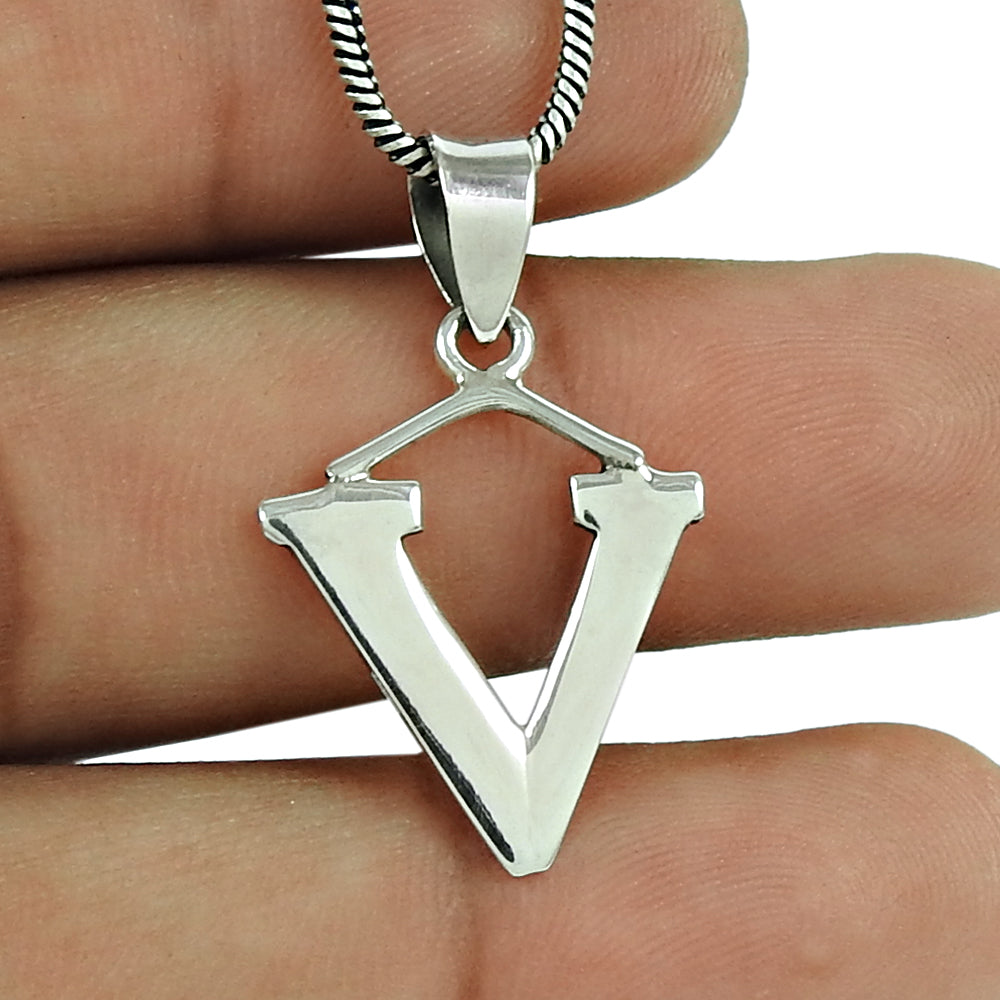 Solid 925 Sterling Silver Alphabet Pendants