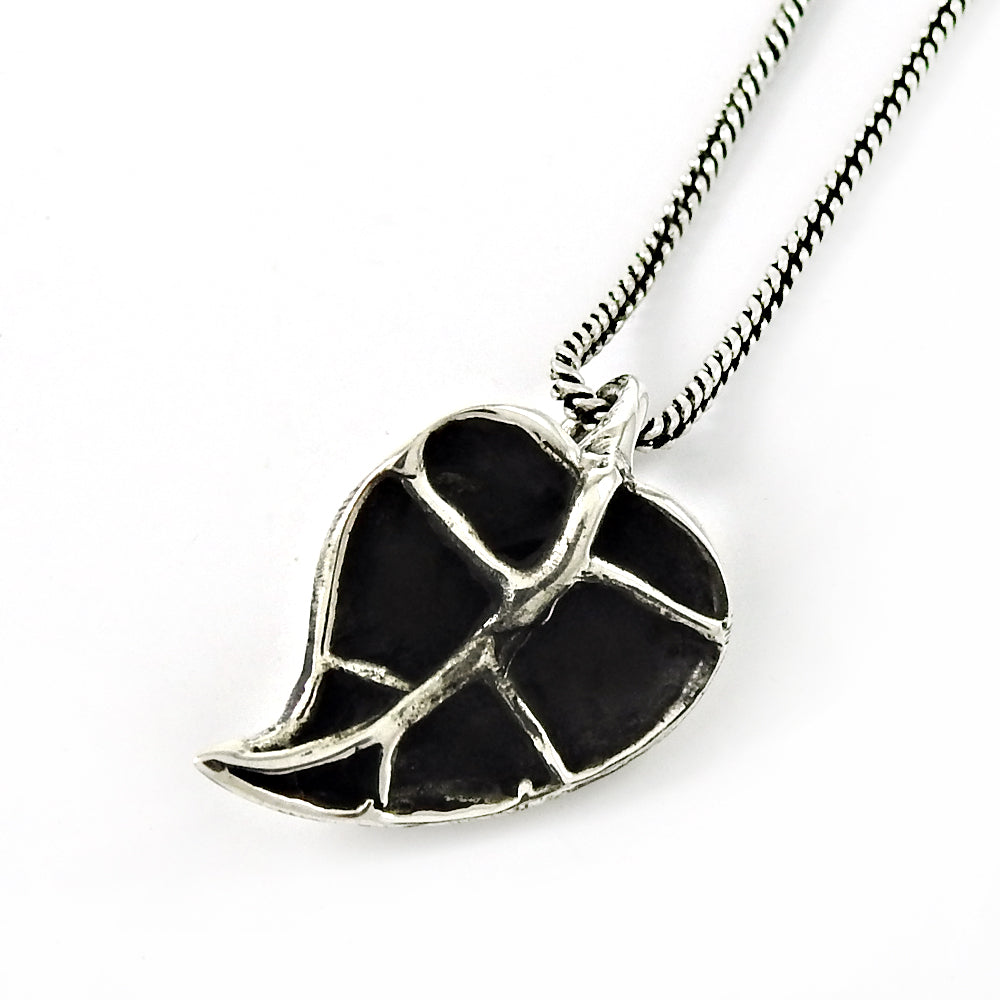 925 Solid Sterling Silver Leaf Pendant