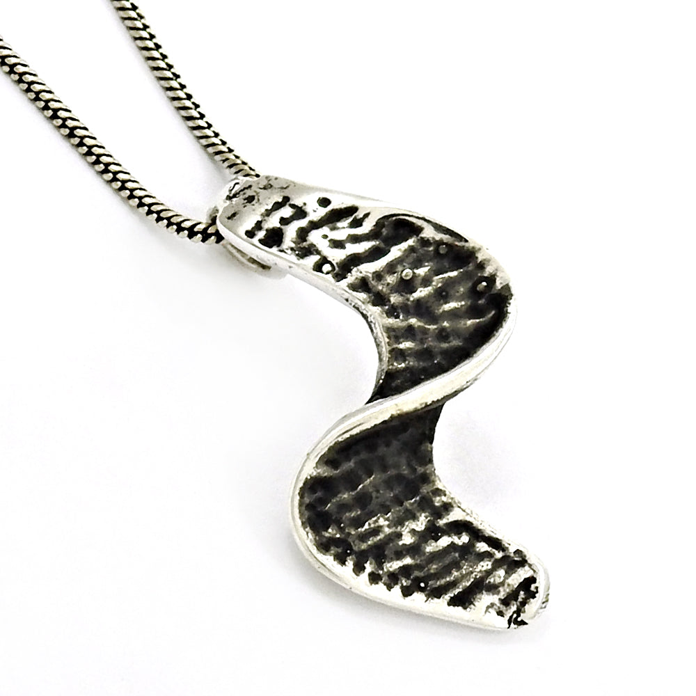 925 Sterling Oxidized Silver Unique Shape Pendant Necklace