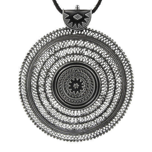Solid 925 Sterling Oxidized Silver Indian Artisan Pendant