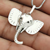 Elephant Face 92.5 Sterling Silver Pendant Necklace Jewelry