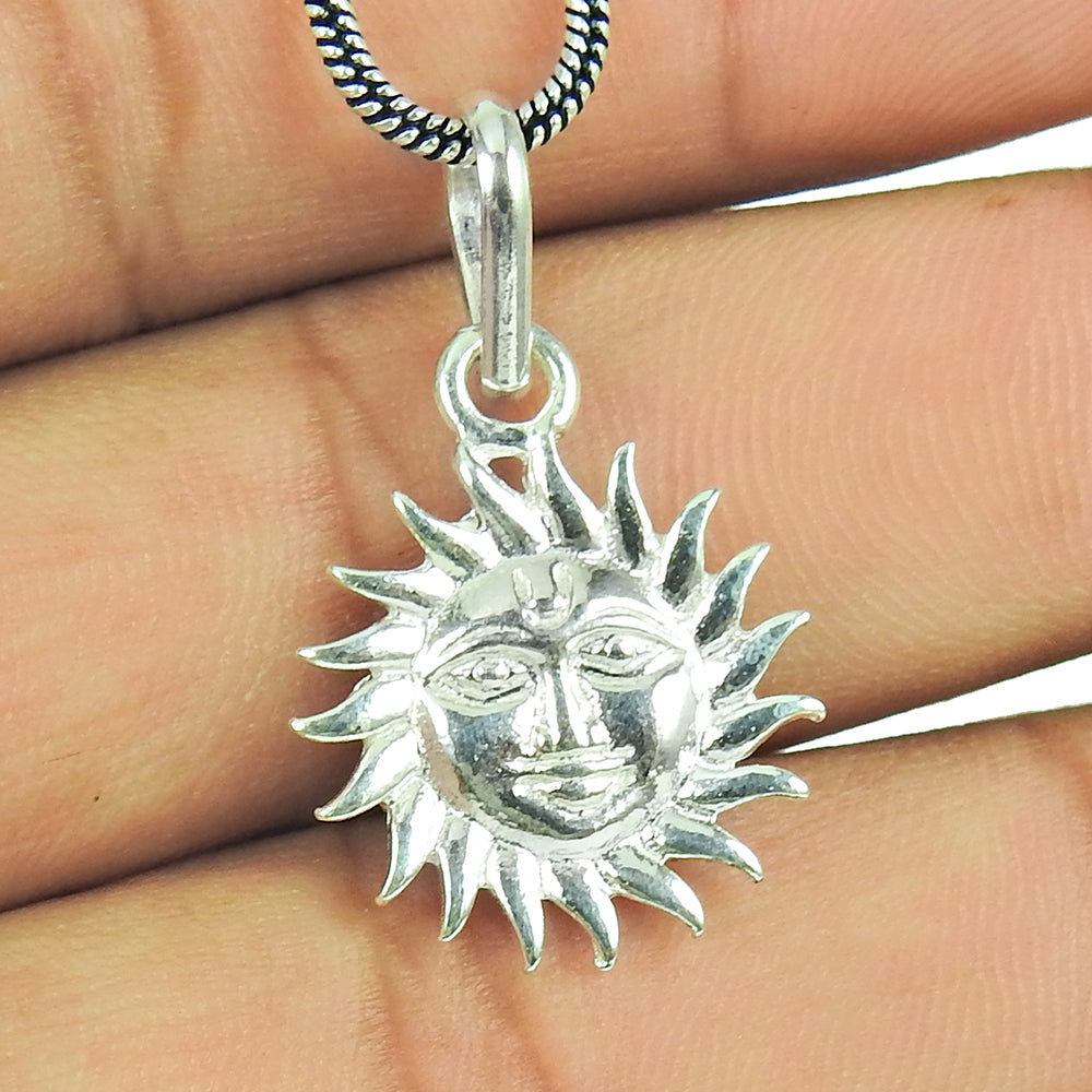 925 Sterling Silver Sun Pendant Handmade Jewelry