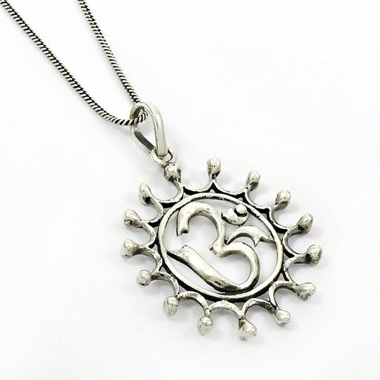 Solid Sterling Silver Om Pendant Indian Jewelry