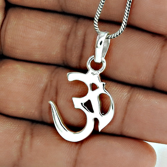 Solid Sterling Silver Handmade Om Pendant Religious Jewelry
