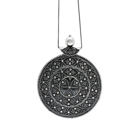 Antique Look Artisan Pendant 925 Sterling Silver Oxidized Jewelry