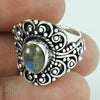 Gift For Woman 925 Silver Natural Labradorite Cocktail Ring G4