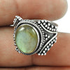 Natural Labradorite Statement Ethnic Ring 925 Silver For Girls M39