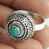 Natural Turquoise Gemstone Cocktail Tribal Ring 925 Silver For Women C52