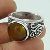 Natural Tiger Eye 925 Silver Cocktail Vintage Ring For Women W39