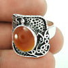 Natural Carnelian Statement Ethnic Ring 925 Silver For Women S68