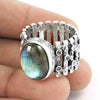 Natural Labradorite 925 Silver Solitaire Tribal Ring For Girls G72