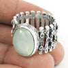 Gift For Her 925 Silver Natural Chalcedony Statement Boho Ring U6
