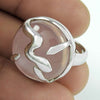 Gift For Woman Natural Rose Quartz Cocktail Boho Ring 925 Silver I5
