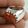 Gift For Her Natural Taiwan Coral Cocktail Bohemian Ring 925 Silver E9