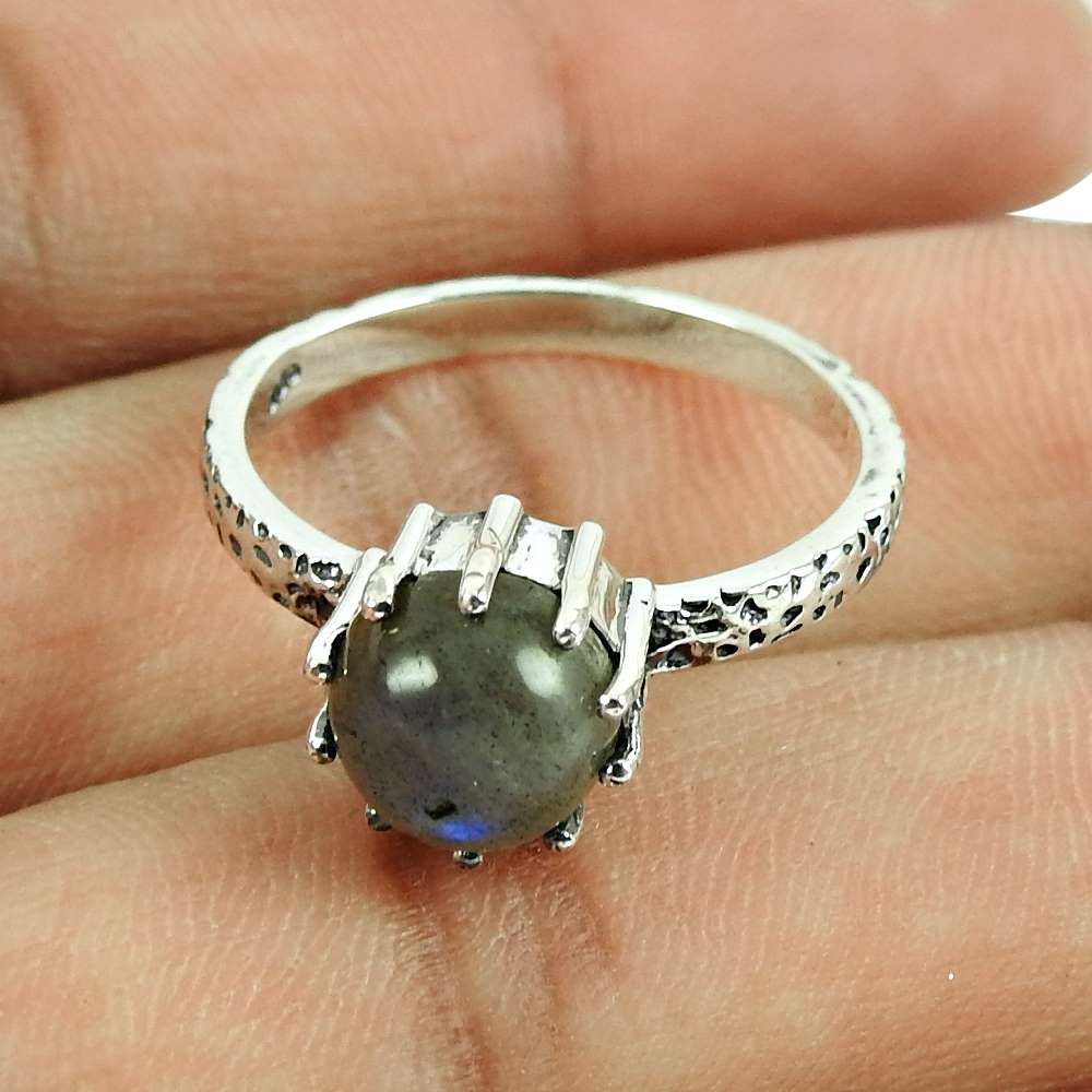 Gift For Woman 925 Silver Natural Labradorite Cocktail Boho Ring S73