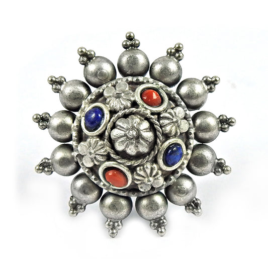 Gift Cocktail Adjustable Ring 925 Silver Wholesale Jewelry Natural Coral E10