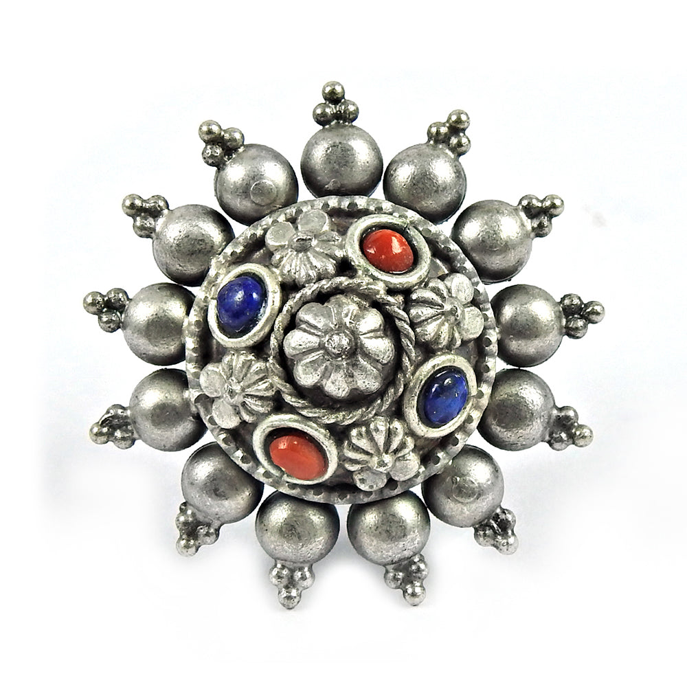 Gift Cocktail Adjustable Ring 925 Silver Wholesale Jewelry Natural Coral E10