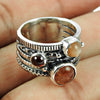 Wedding Band Garnet Moonstone Sunstone 925 Sterling Silver Ring