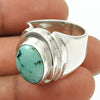Oval Shape Natural Turquoise Gemstone Solid 925 Silver Ring