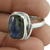 Natural Labradorite Gemstone Solitaire Bohemian Ring 925 Silver S72