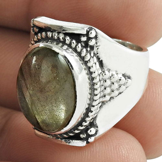 Natural Labradorite Gemstone Ring 925 Silver Wholesale Jewelry Y1