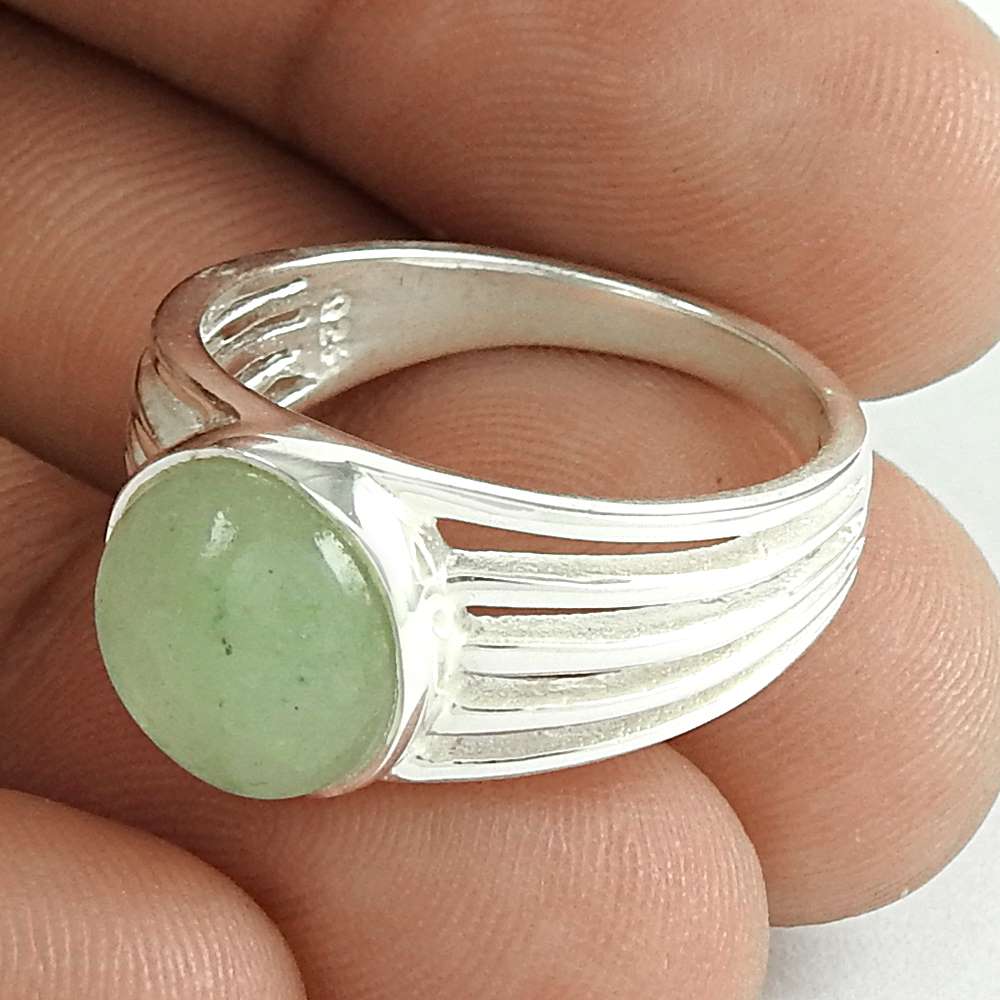 Natural Chalcedony Gemstone Cocktail Boho Ring 925 Sterling Silver R8