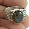 Gift For Her 925 Silver Natural Labradorite Solitaire Bohemian Ring E4