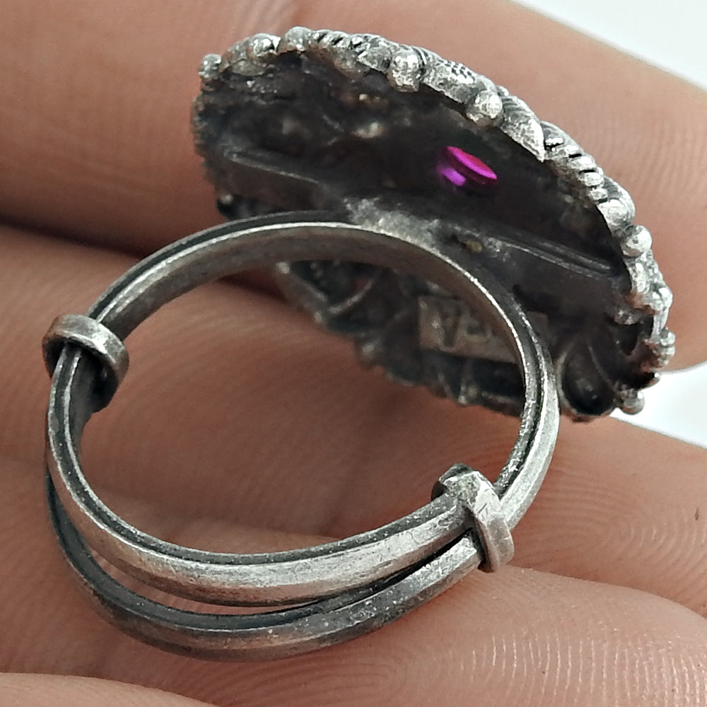 Ruby Gemstone Solid 925 Silver Trendy Adjustable Ring Gift For Her