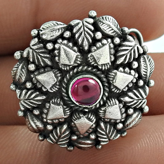 Adjustable Ring Ruby Gemstone 925 Silver Trendy Handmade Jewelry