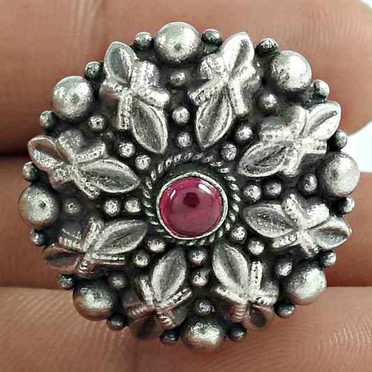 Ruby Gemstone Solid 925 Silver Adjustable Handmade Ring Women Gift