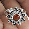 Natural Carnelian Gemstone Solitaire Ethnic Ring 925 Sterling Silver B91