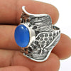 Natural Chalcedony Gemstone Cocktail Tribal Ring 925 Silver For Girls R27