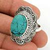 925 Silver Natural Turquoise Statement Vintage Look Ring B4