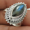 Labradorite Stone Statement Vintage Bezel New Cocktail Ring Sterling Silver