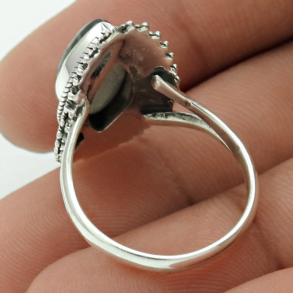 Labradorite Stone Statement Vintage Bezel New Cocktail Ring Sterling Silver