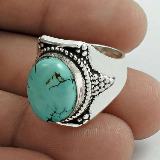 Turquoise Gemstone Sterling Silver Ethnic Boho Statement Artisan New Ring